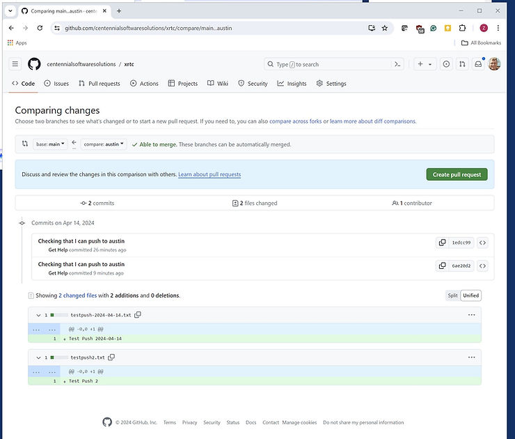 Click the Create a pull request button